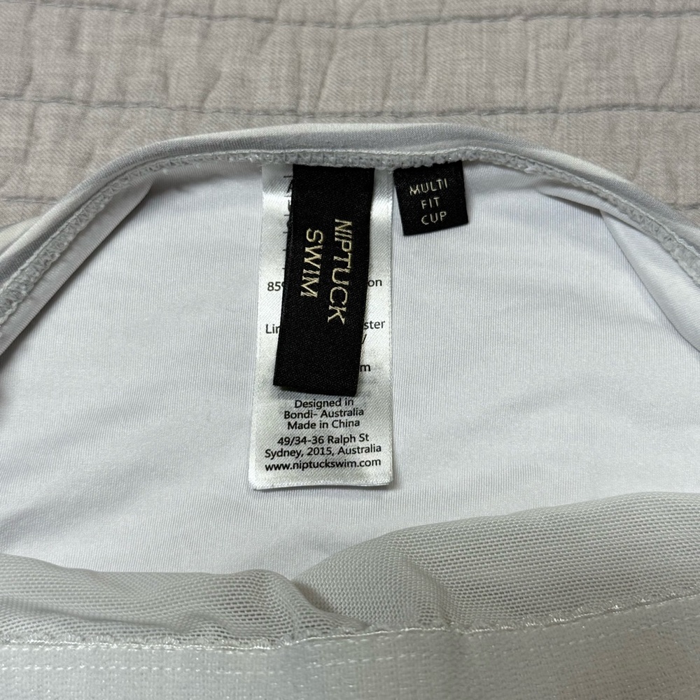 Nip Tuck Swim Gray & White Striped One-piece Swimsuit Size 12 - Picture 2 of 11